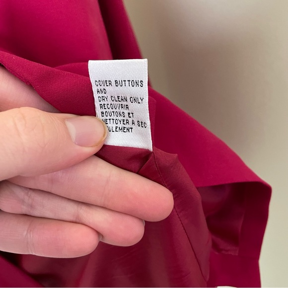 Talbots Raspberry 100% Silk Set! Silk Button Up Top & Pant Set Size 6 - Picture 13 of 16